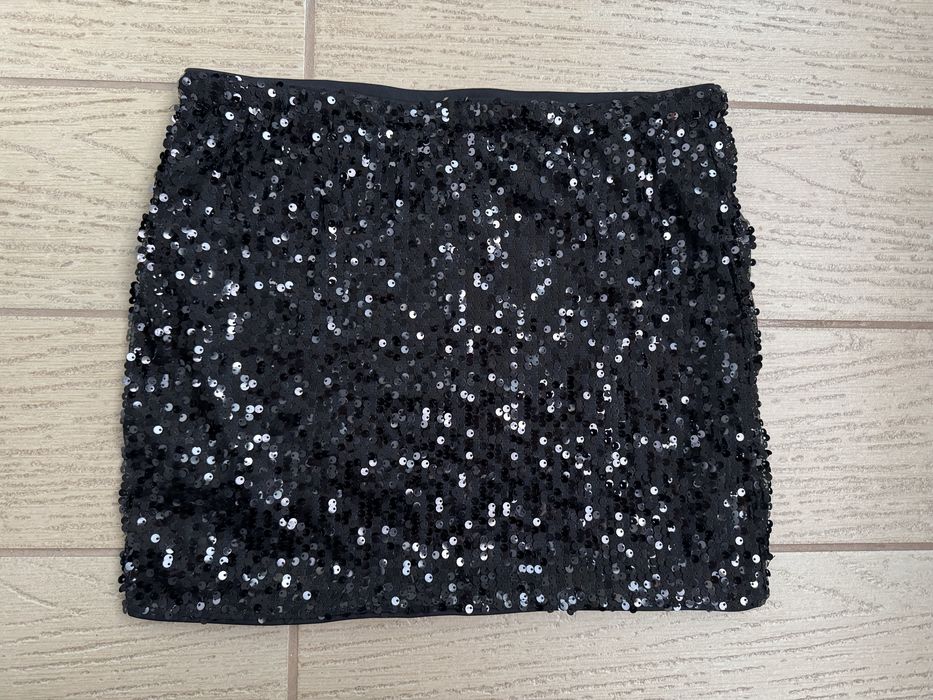 Чорна міні спідниця жіноча з паєтками