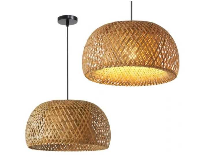 LAMPA WISZĄCA PLECIONA boho bambusowa naturalna