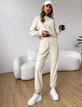 Shein nowy komplet dresowy dresy beżowy ciepły bluza XL L