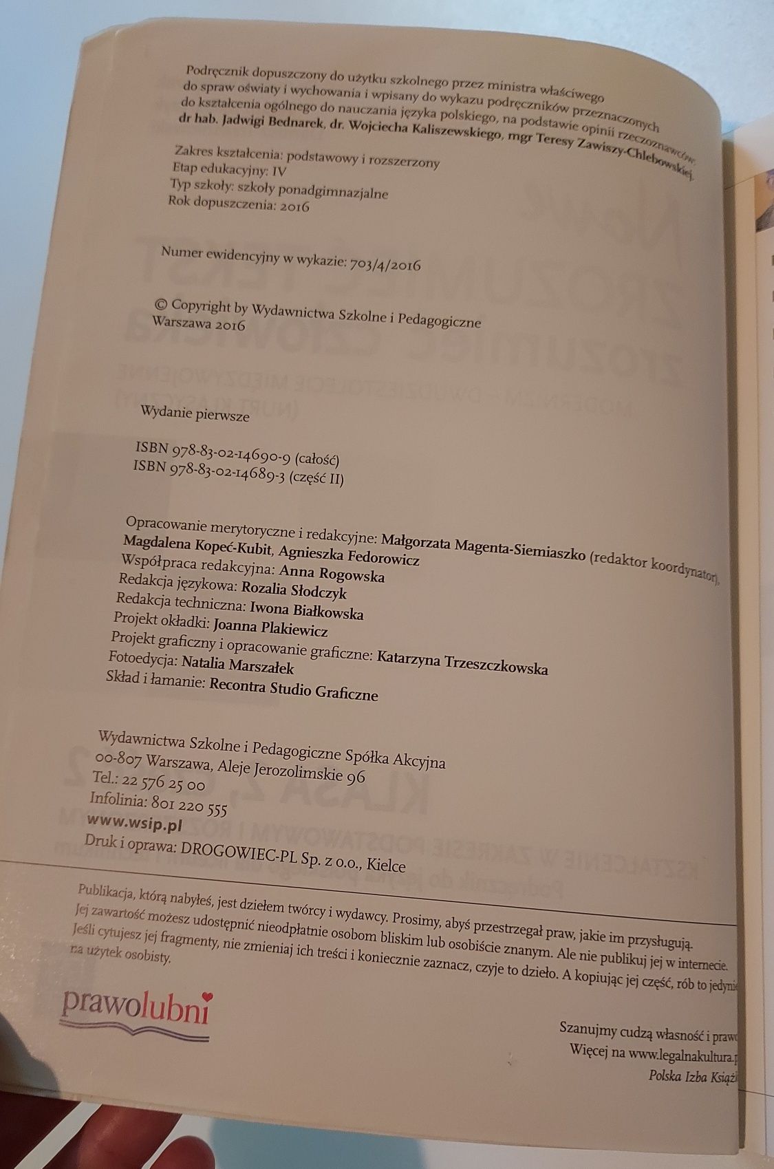 Nowe Zrozumieć tekst zrozumieć człowieka 2.2 WSiP podręcznik j.polski