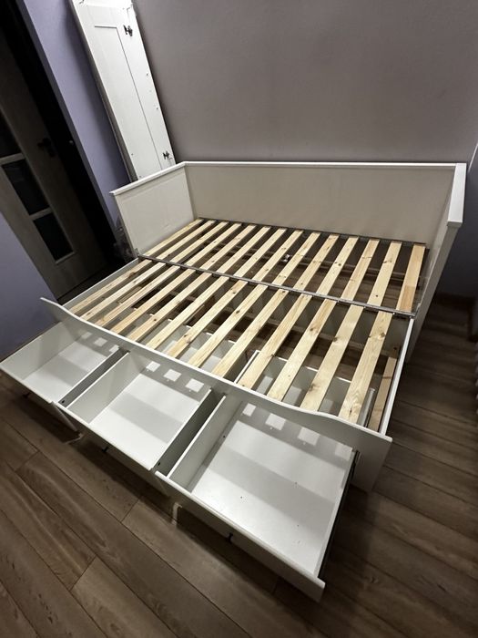 IKEA HEMNES Łóżko rozkładane z 3 szufladami BIAŁE
