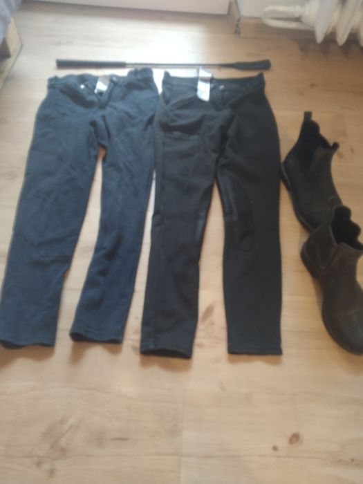 Zestaw do jazdy konnej bryczesy,bacik ,buty 38