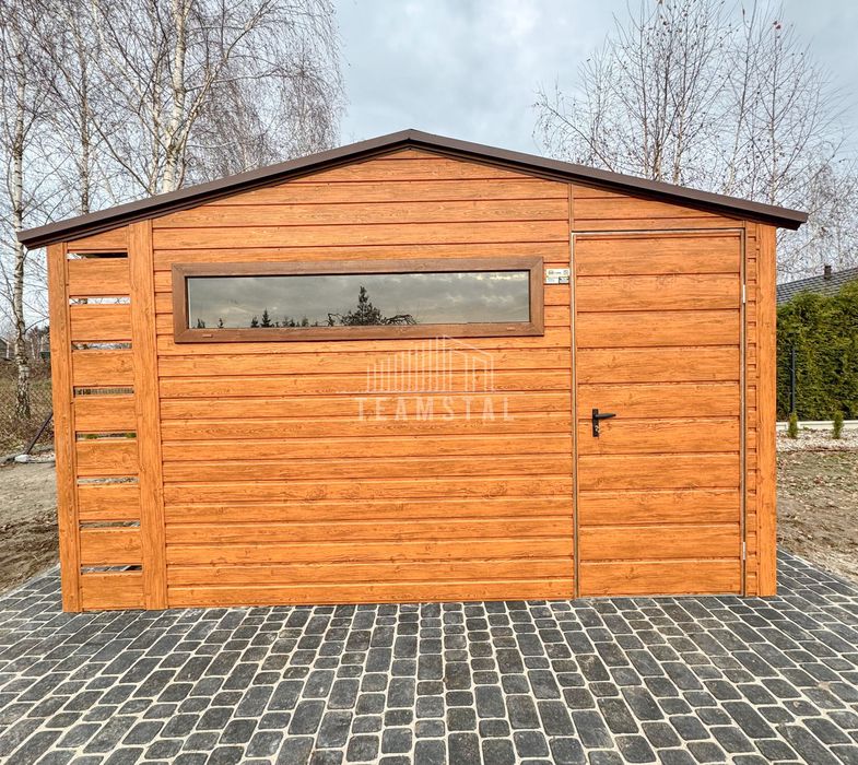 Schowek domek ogrodowy 3,5x3m + wiata 0,5m drzwi okno dach TS962