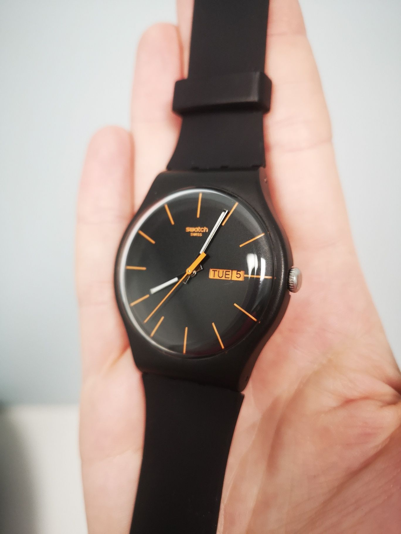 Zegarek swatch new gent czarny pomarańczowy