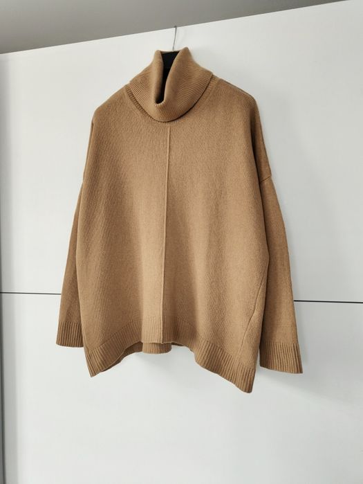 Golf Massimo dutti 38 M brązowy camelowy wełniany wiskozowy kaszmirowy