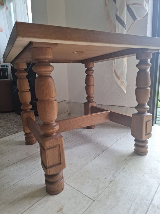 Stolik dębowy kawowy rustykalny vintage stół szafka