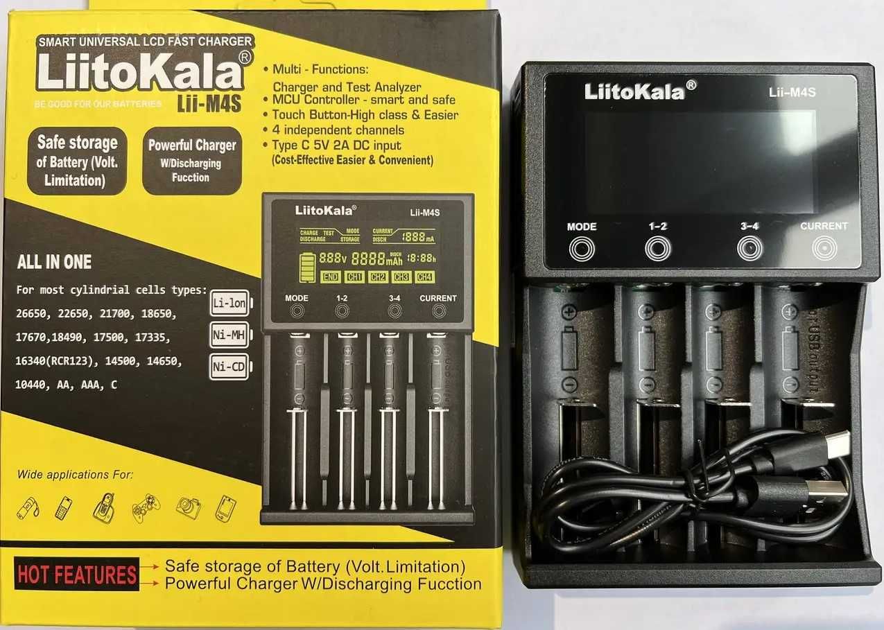 Зарядное устройство LiitoKala Lii-m4s для аккумуляторов Power Bank