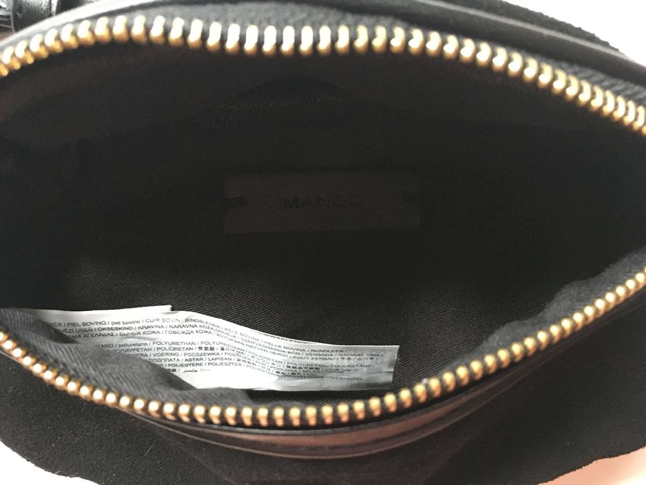 Сумка-бананка Mango з натуральної замші | чорна