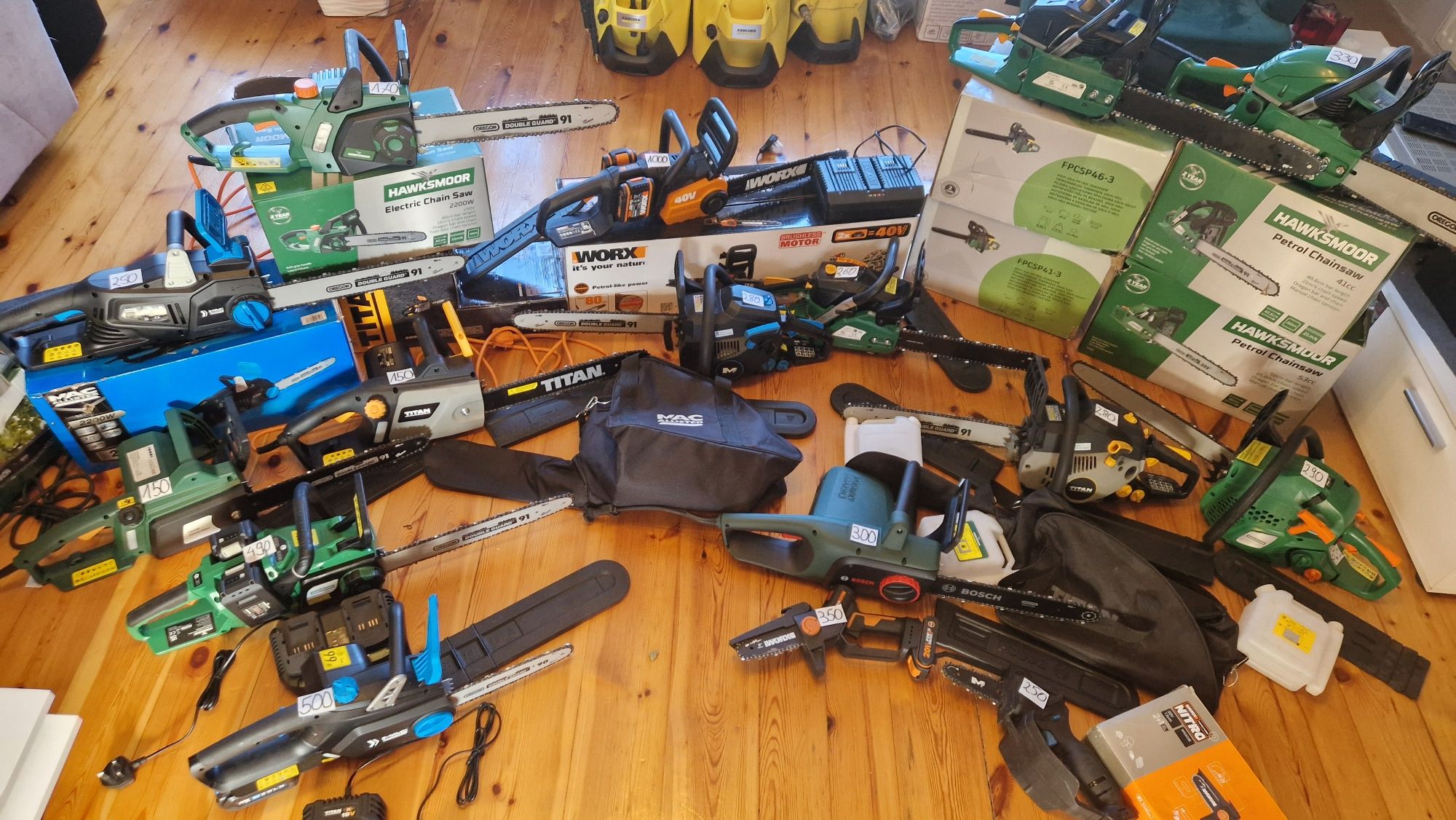 Piły łańcuchowe aku, spalinowe i elektryczne