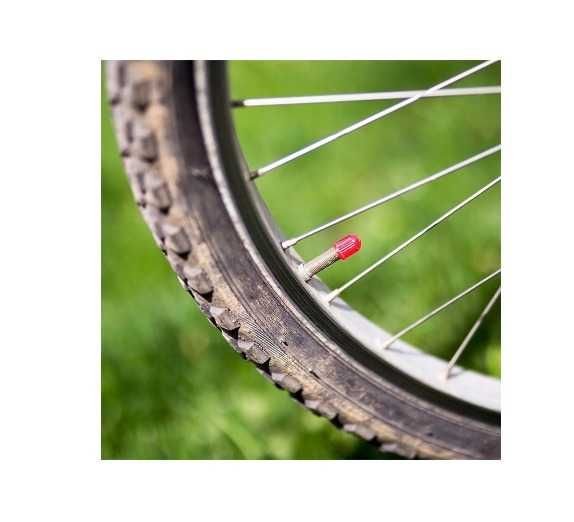 Plastikowe nakrętki kapturki na wentyle czerwone 4 szt do roweru