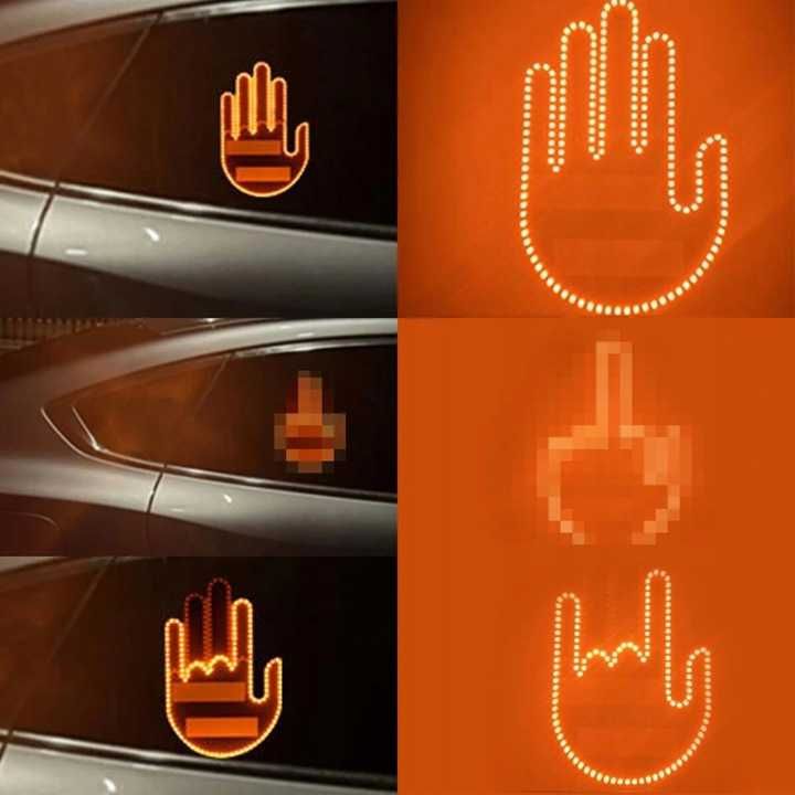 Ręka, dłoń Sygnalizator do samochodu, znak środkowy palec wyświetlacz