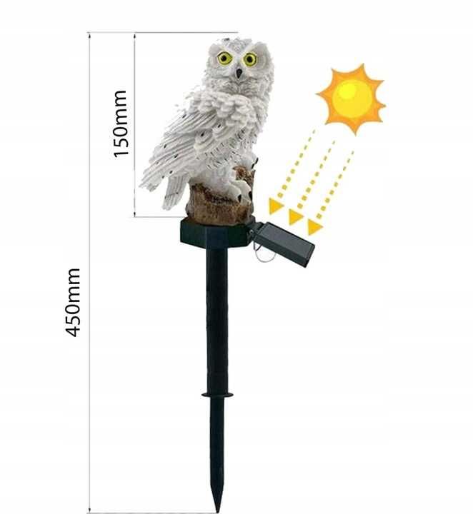 2x Lampa Ogrodowa Solarna LED Sowa Z Czujnikiem Zmierzchu Wbijana