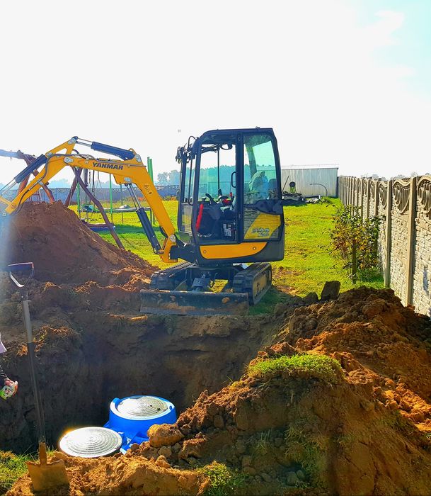 Usługi minikoparką, koparko-ładowarką, przyłącza, wiertnica,młot,kucie