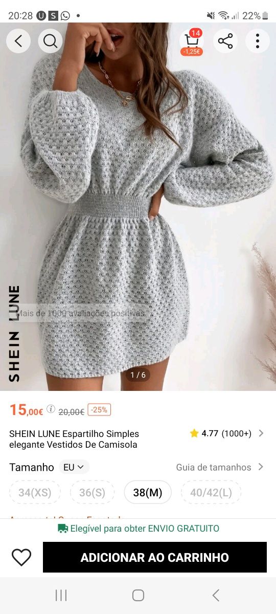 Vestido shein cinzento