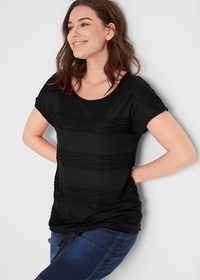 Bonprix t-shirt strukturalny wzór czarny r.44/46