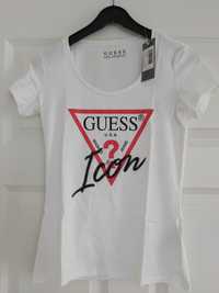 NOWY Tshirt biały GUESS ICON bluzka koszula S M