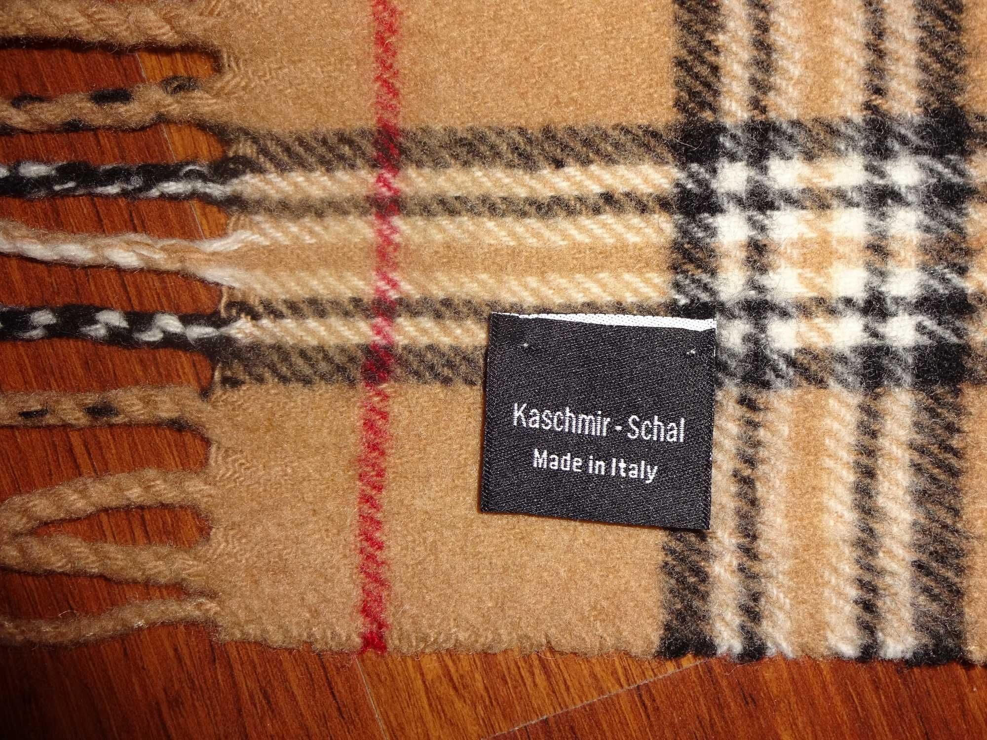 60% KASCHMIR - SCHAL made in Italy kaszmirowy szalik kratka burberry