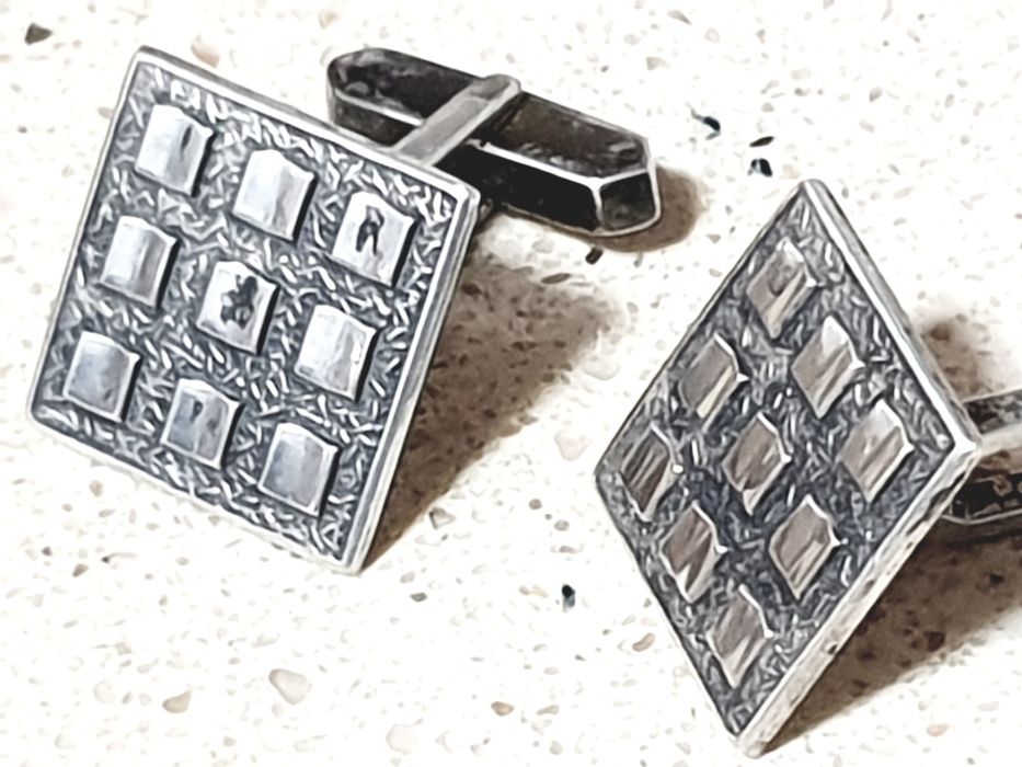 Fantásticos botões de punho vintage em prata portuguesa
