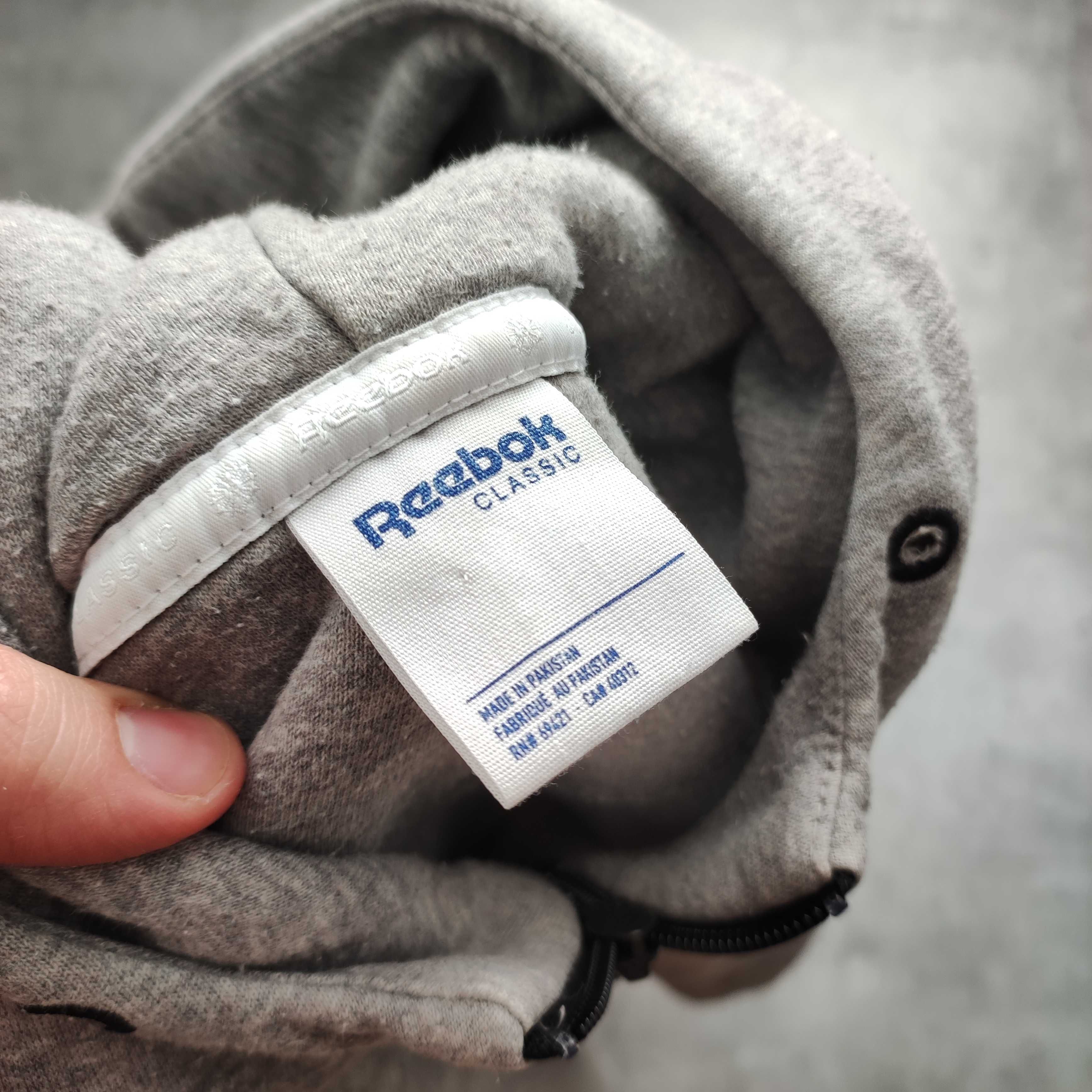 MĘSKA Bluza Bawełna z Kapturem Rozpinana Suwak Reebok GYM Active Logo
