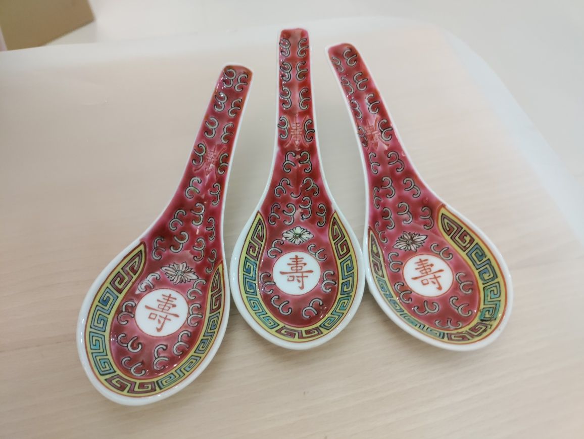 Trzy oryginalne łyżki vintage Chiny