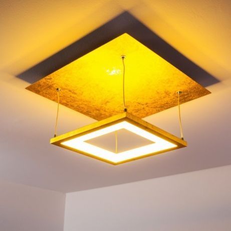 Lampa rustykalna 16W LED piękna zwis kwadrat srebrna złota piekna