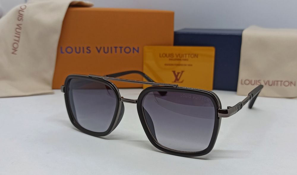 Louis Vuitton очки мужские серый градиент в серо черной оправе