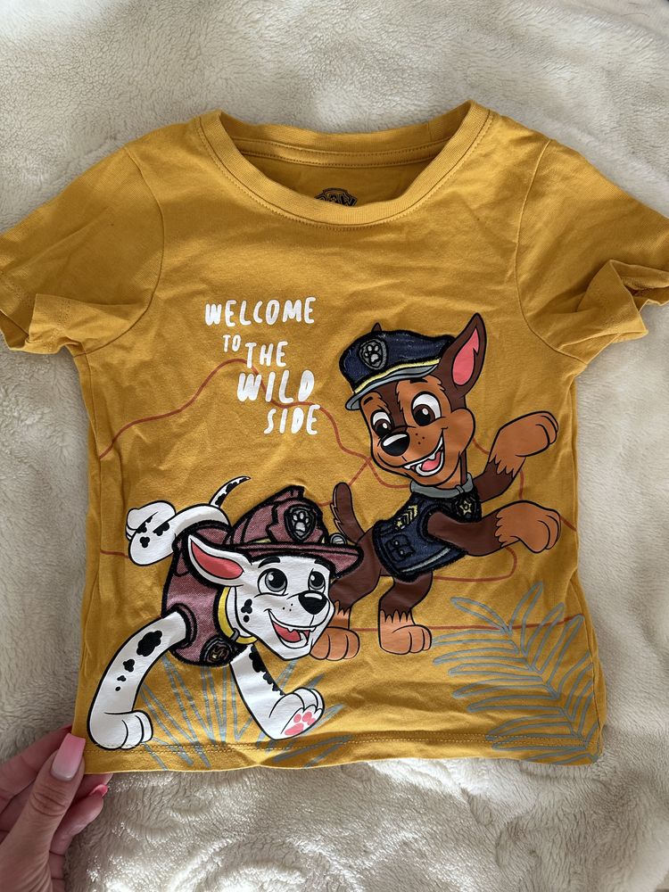 Koszulka dla chłopca C&A T-shirt psi patrol musztardowa