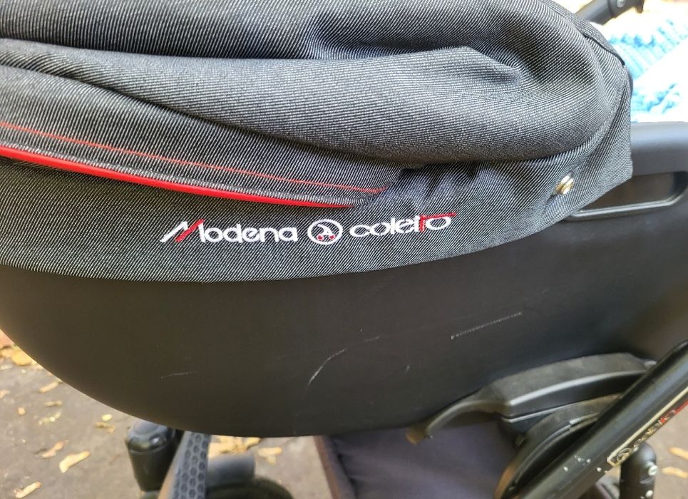 Wózek Coletto Modena czarno czerwony gondola plus spacerówka ISOFIX