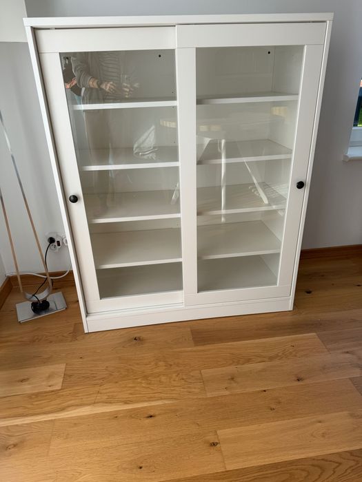 Witryna z przesuwanymi drzwiami, kremowy, 100x48x123