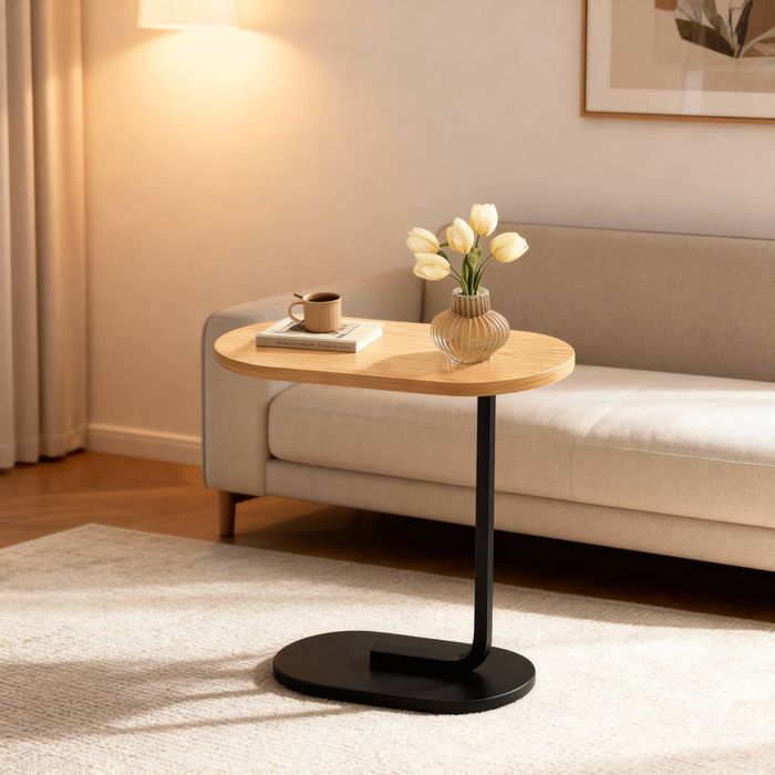 Stolik Boczny do Salonu, Biura Czarny Wysuwany pod Sofę Mały Loft

Sto