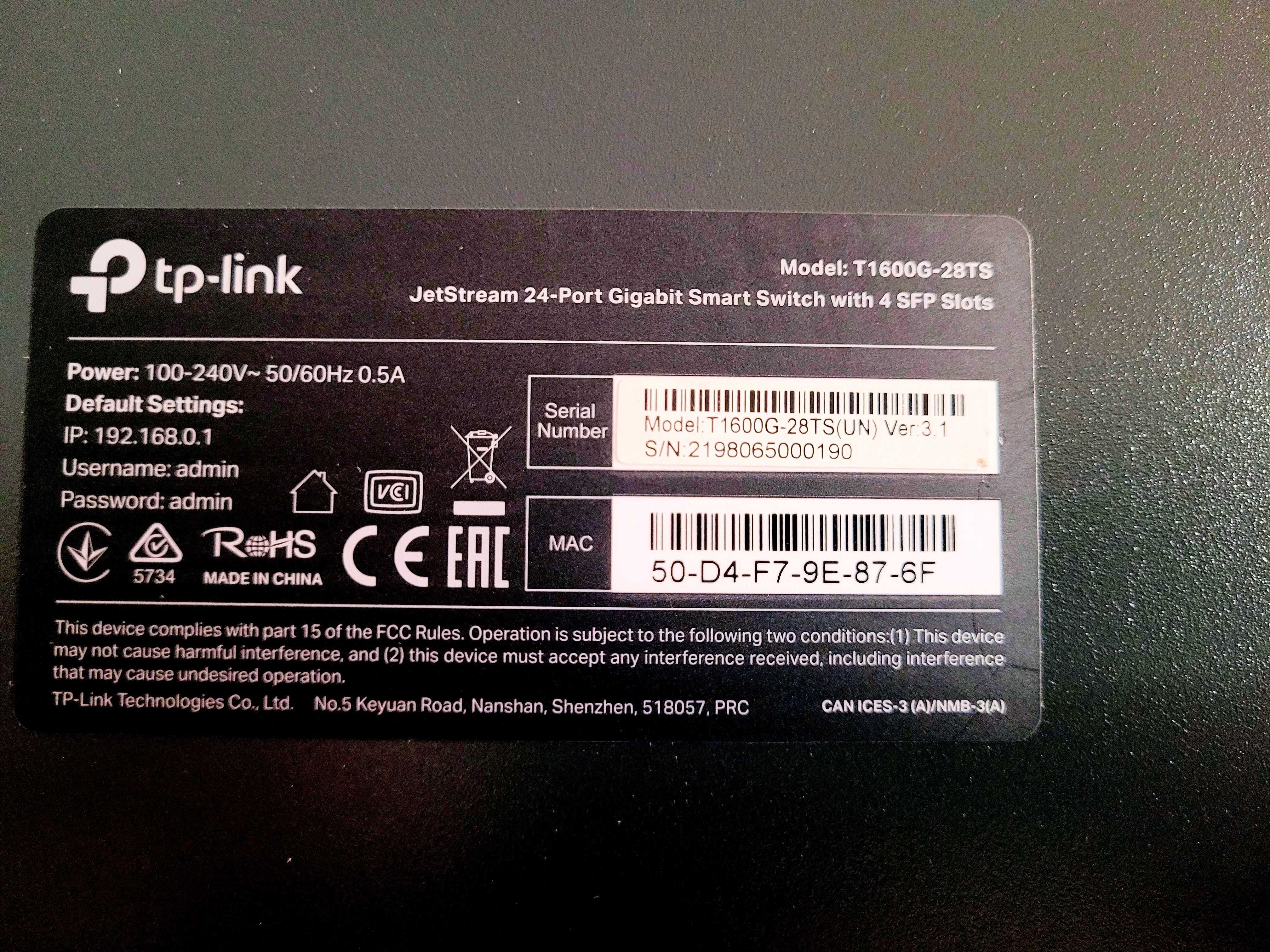 Switch TP-Link T1600G-28TS