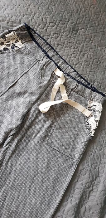 Wendy Trendy M spodnie w jodełkę eleganckie bawełniane