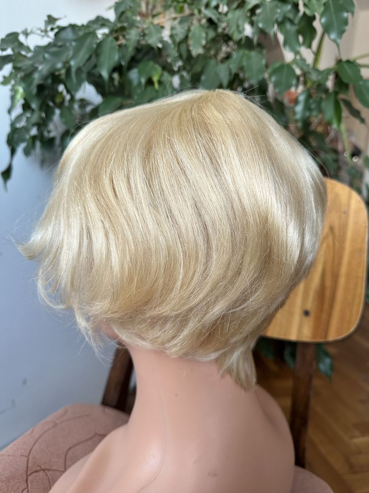 Piekna blond jasna peruka wlosy 100% naturalne ludzkie