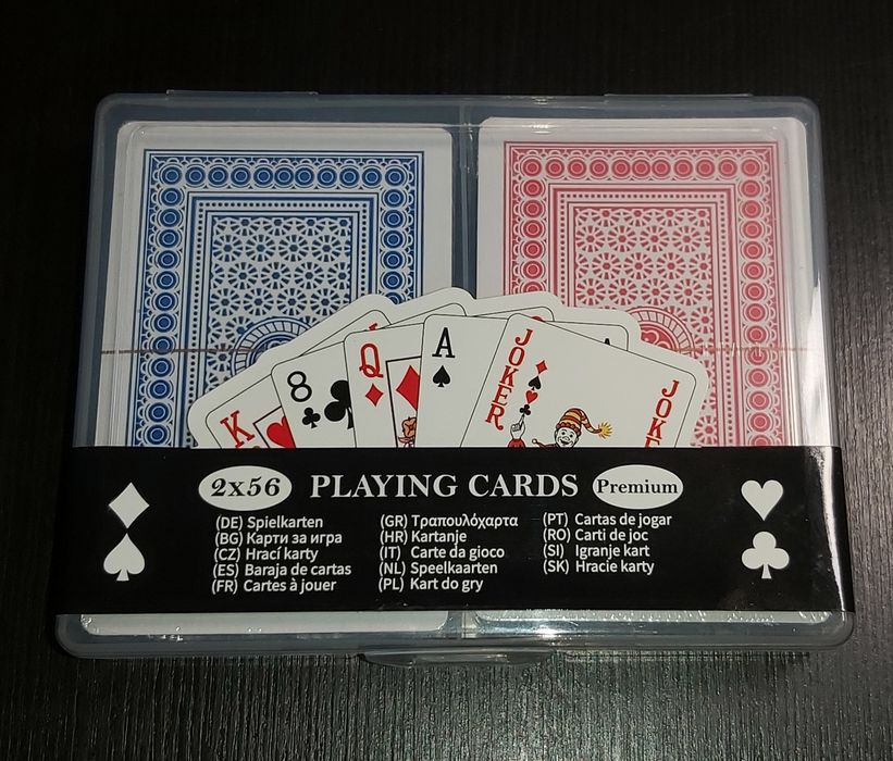 Zestaw 2 talii kart do gry – nowe, w plastikowym pudełku