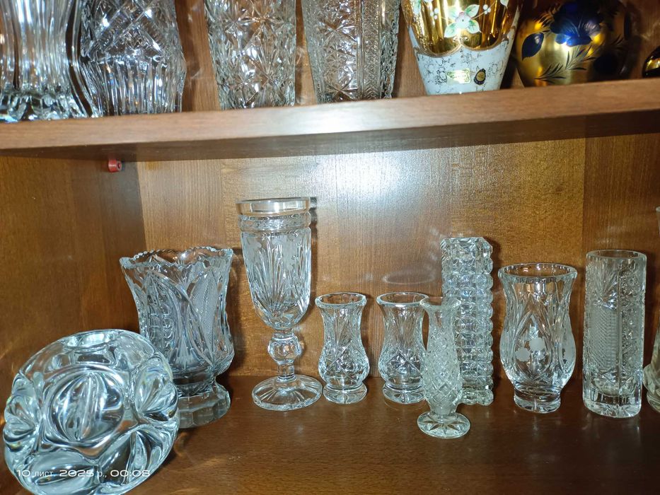 Вазы для цветов. Хрусталь СССР, Чехия.