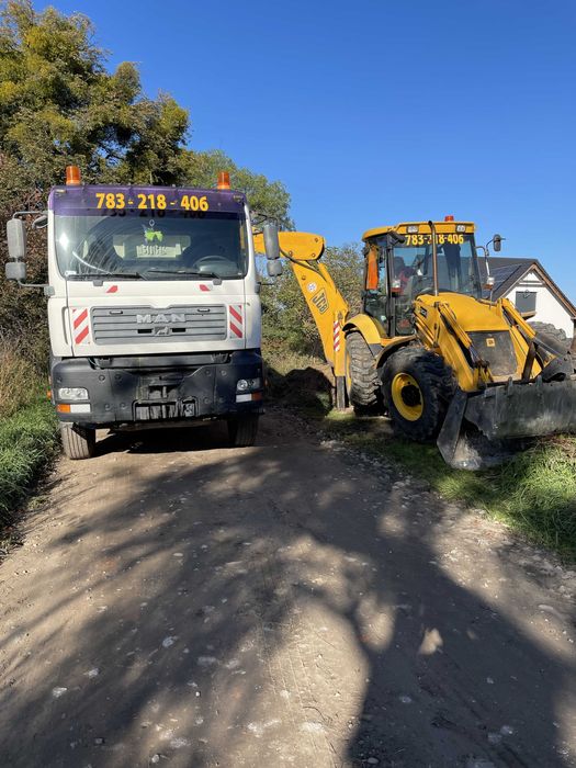 Usługi koparko-ładowarką, minikoparką, wywrotką, prace ziemne