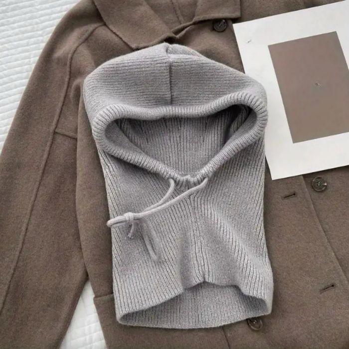 Жіночий теплий капор / шапка-капюшон / вʼязана шапка балаклава