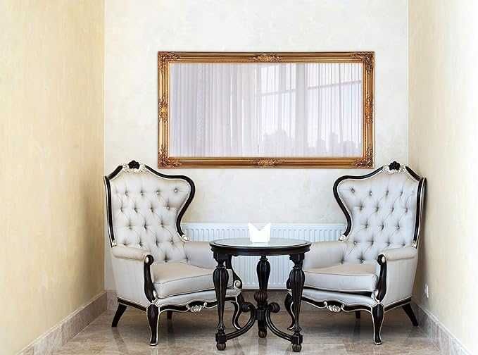 Lustro ścienne Rococo Shabby Chic 140x75 cm Extra duże z litego drewna