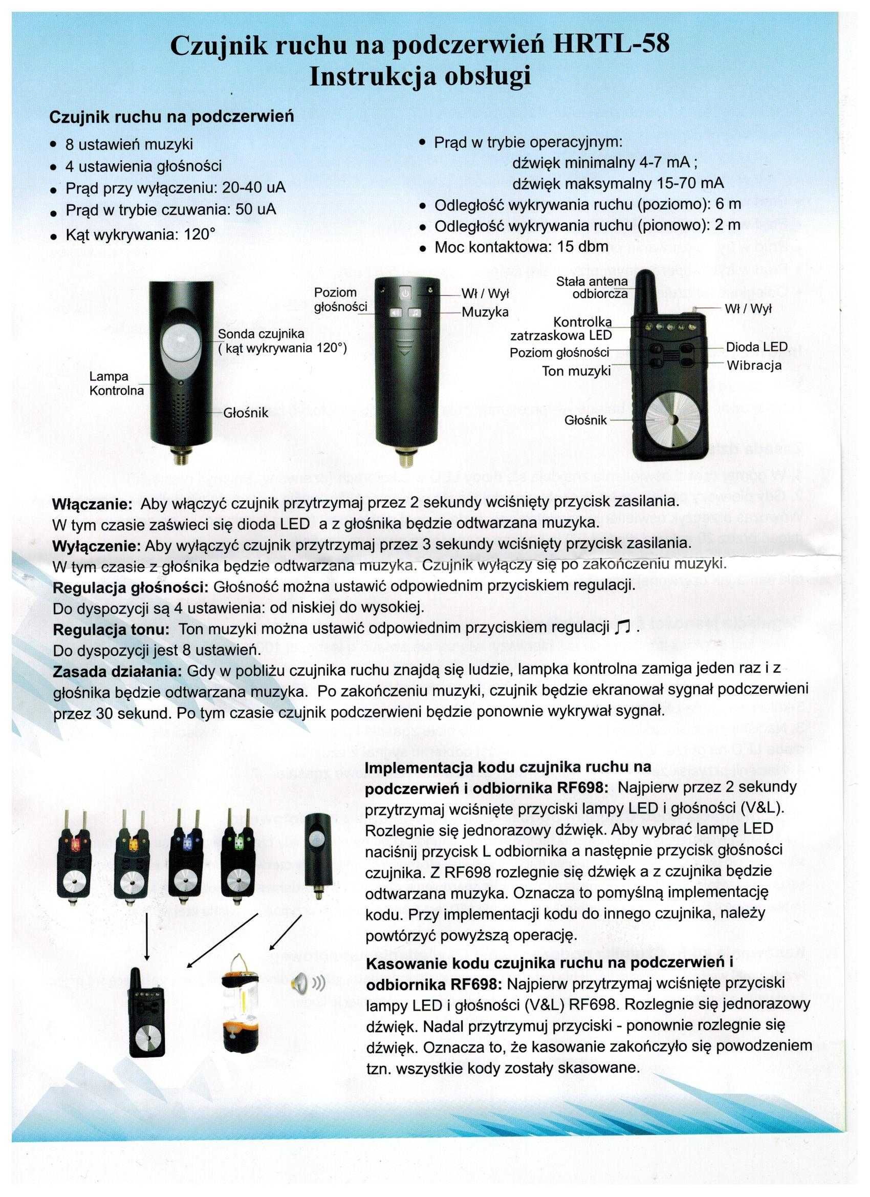 Sygnalizatory brań 4+1+1 CRYSTAL FR-698 Silver + Czujnik Ruchu.