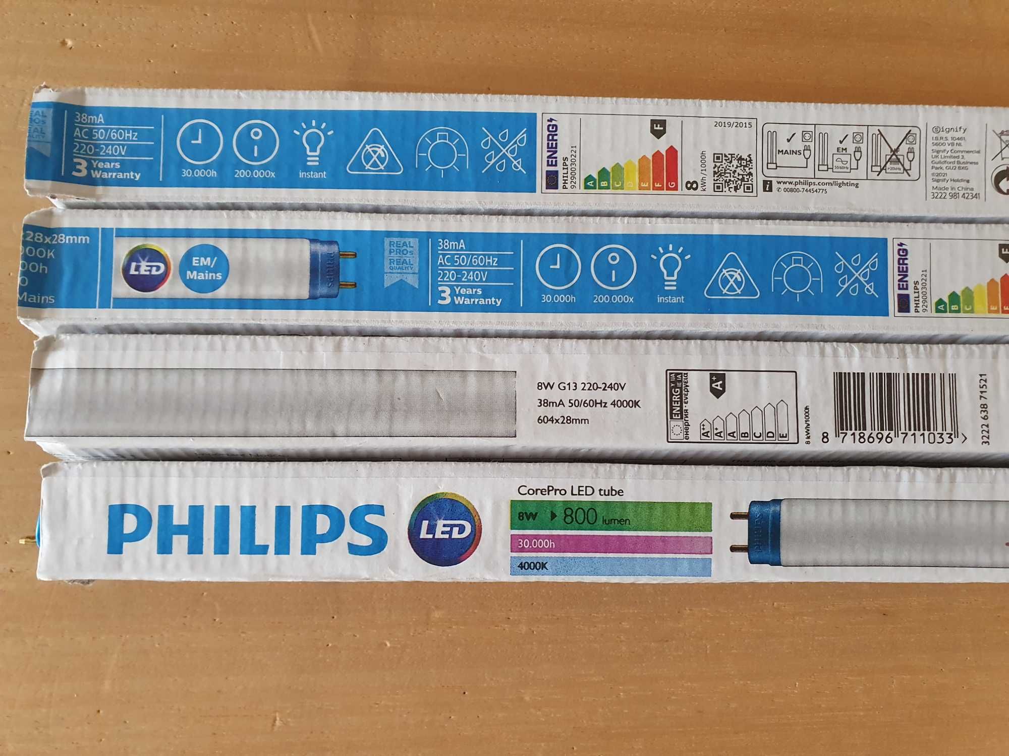 Lâmpadas LED tubo T8 60cm, Philips CorePro, novas