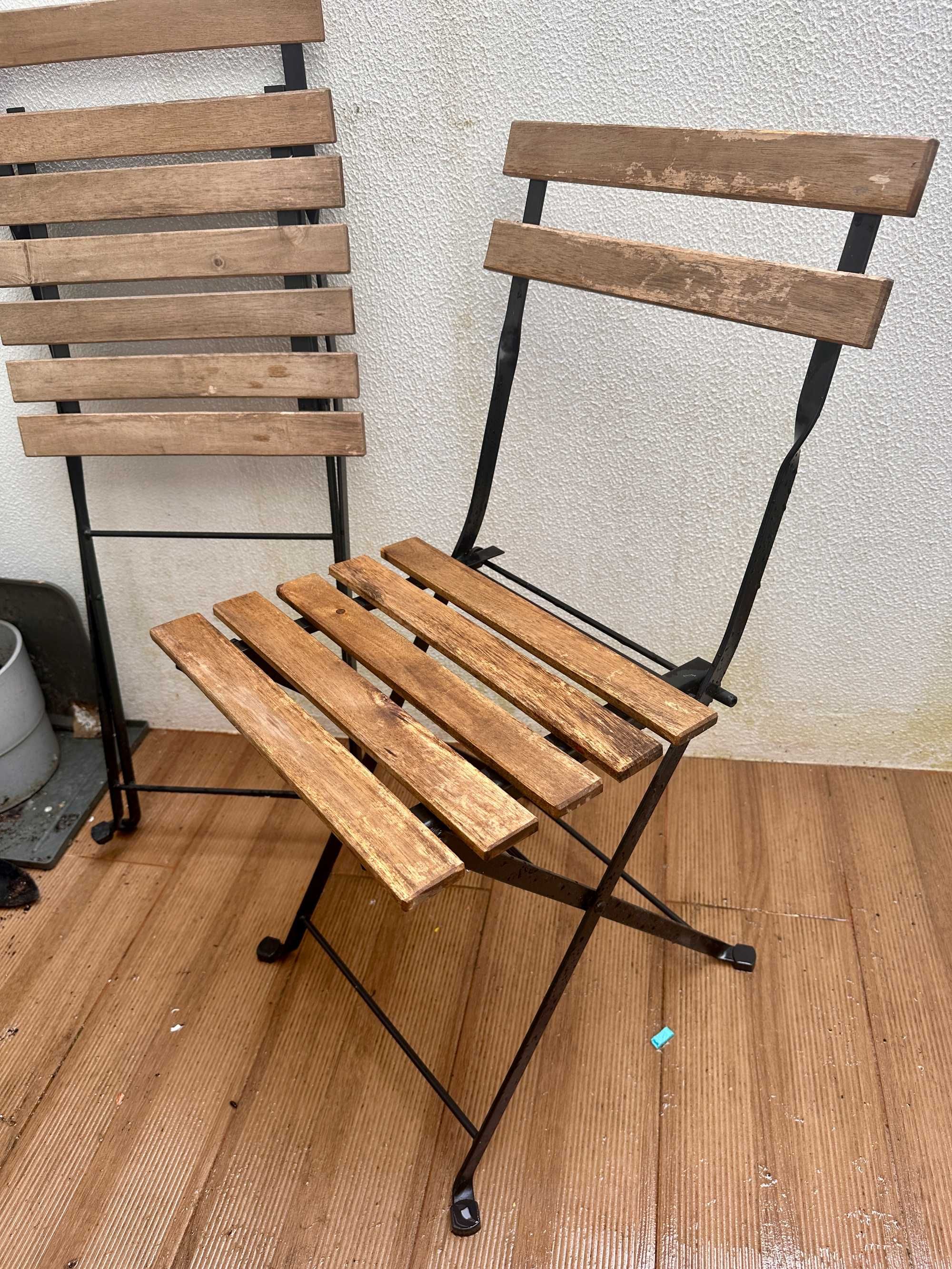 Chair, outdoor, foldable black/light brown stained