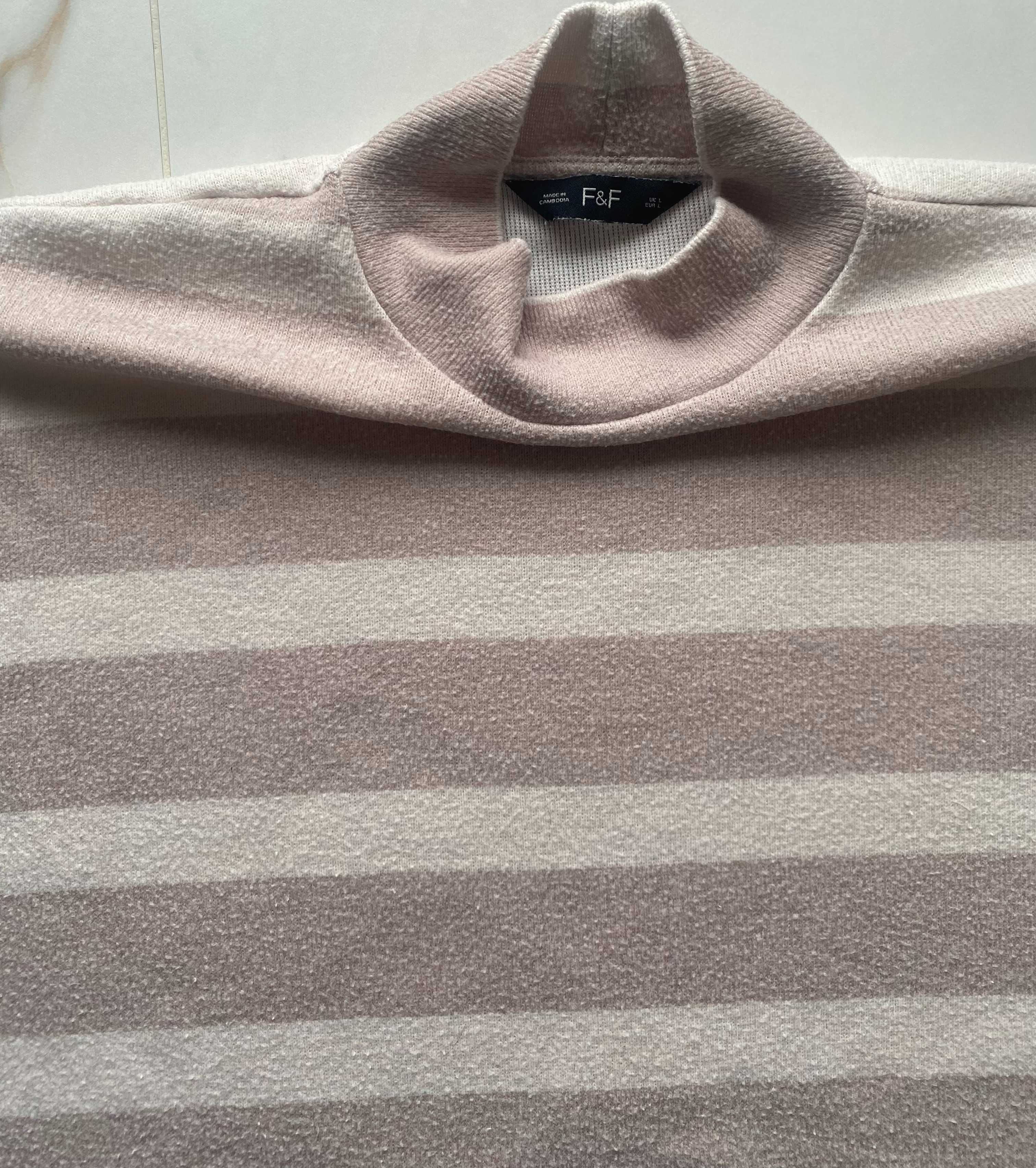 F&F damski sweterek w paski rozm. L OVERSIZE super recykling