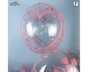 Balon Takara Bubble Balloon - Serca  555 mm/ 10 szt. Wesele, Bal
