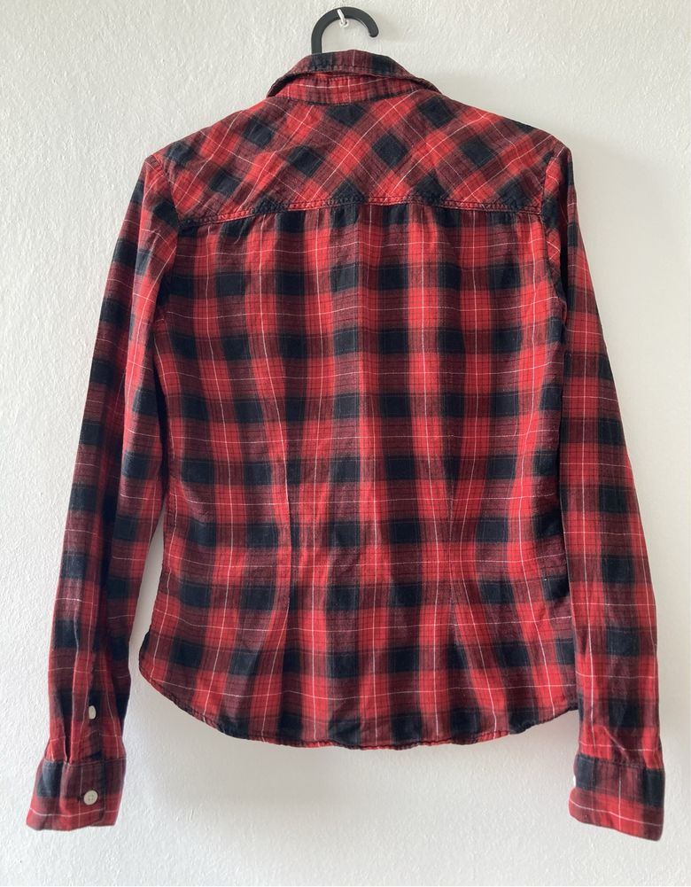 Bawełniana Koszula w Czarno-Czerwoną Kratę H&M