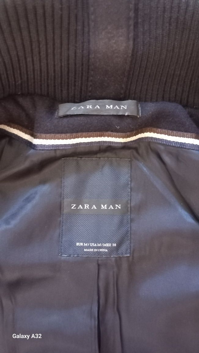 ZARA Man Płaszcz męski M wełniany elegancki klasyczny granatowy