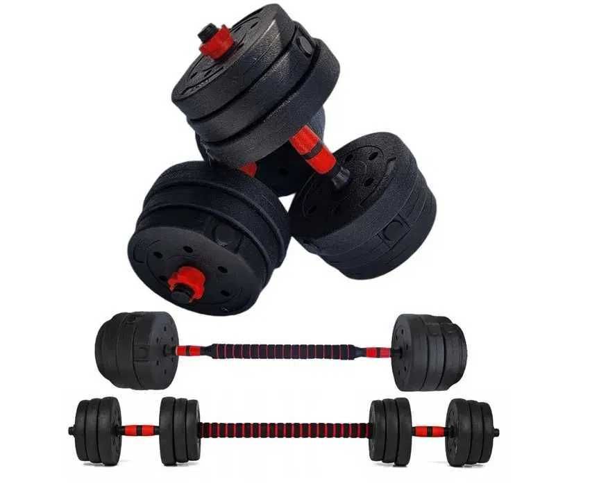 Hantle bitumiczne regulowane 2x10kg zestaw 20kg ze sztangą KR