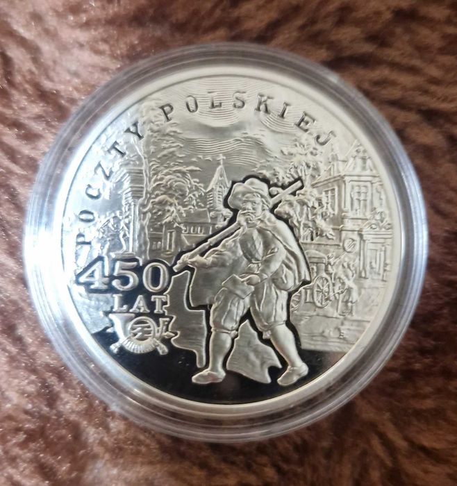 10 zł moneta srebrna, 450 lecie Poczty Polskiej