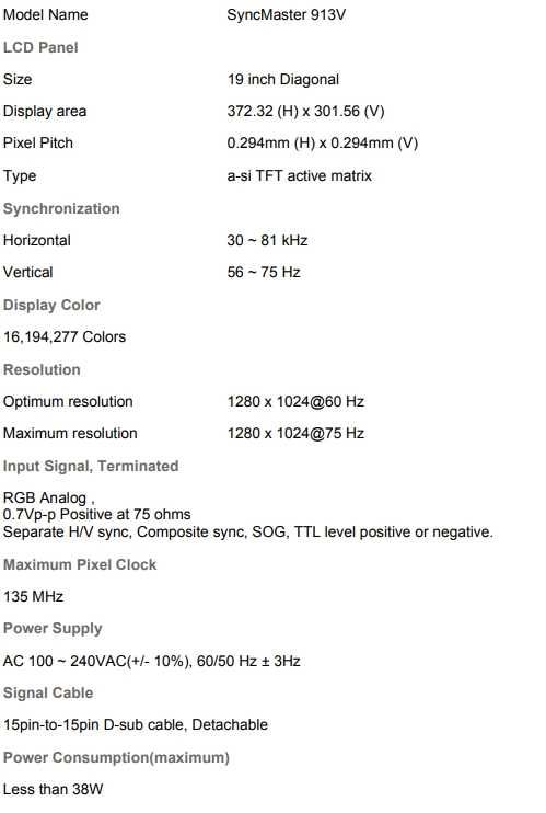 Monitor Samsung SyncMaster 913V 19"