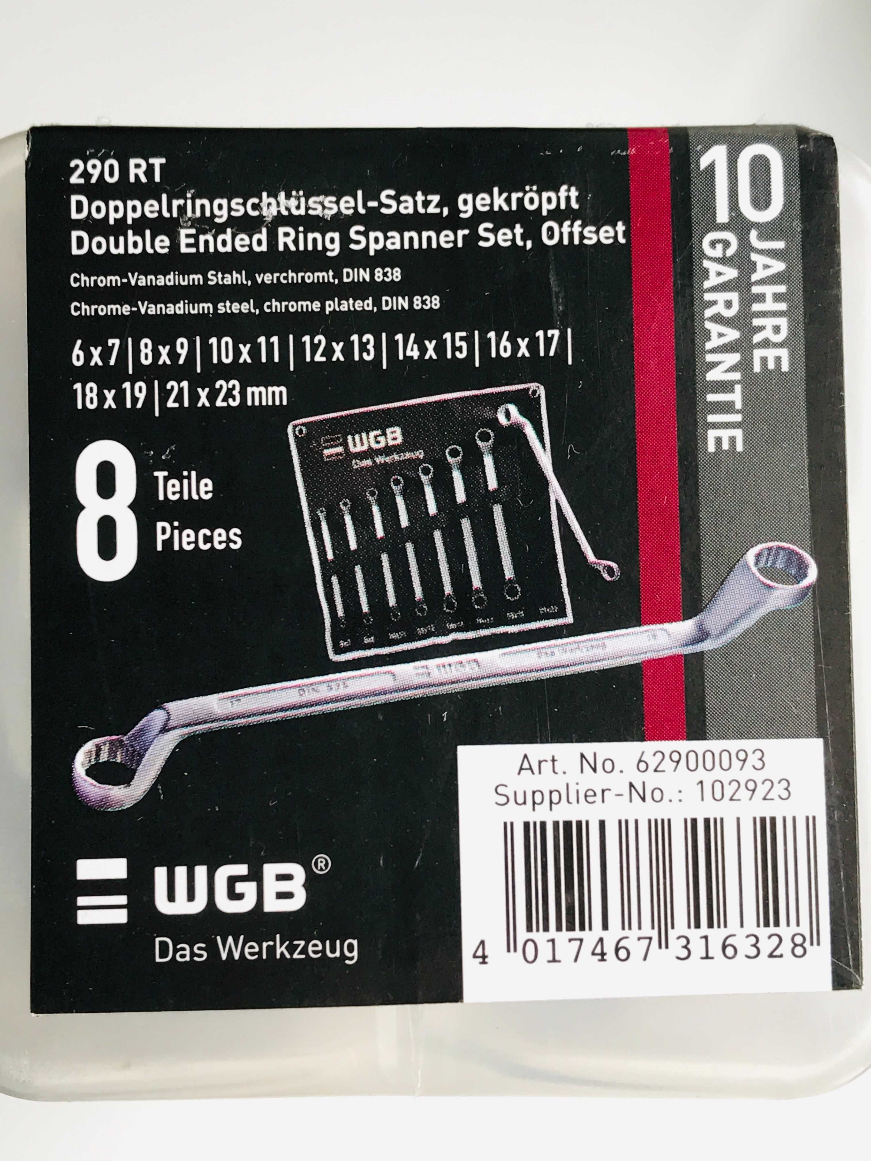 Набор накидных ключей в чехле 6-22 DIN 838 8-пред. WGB Made in Germany