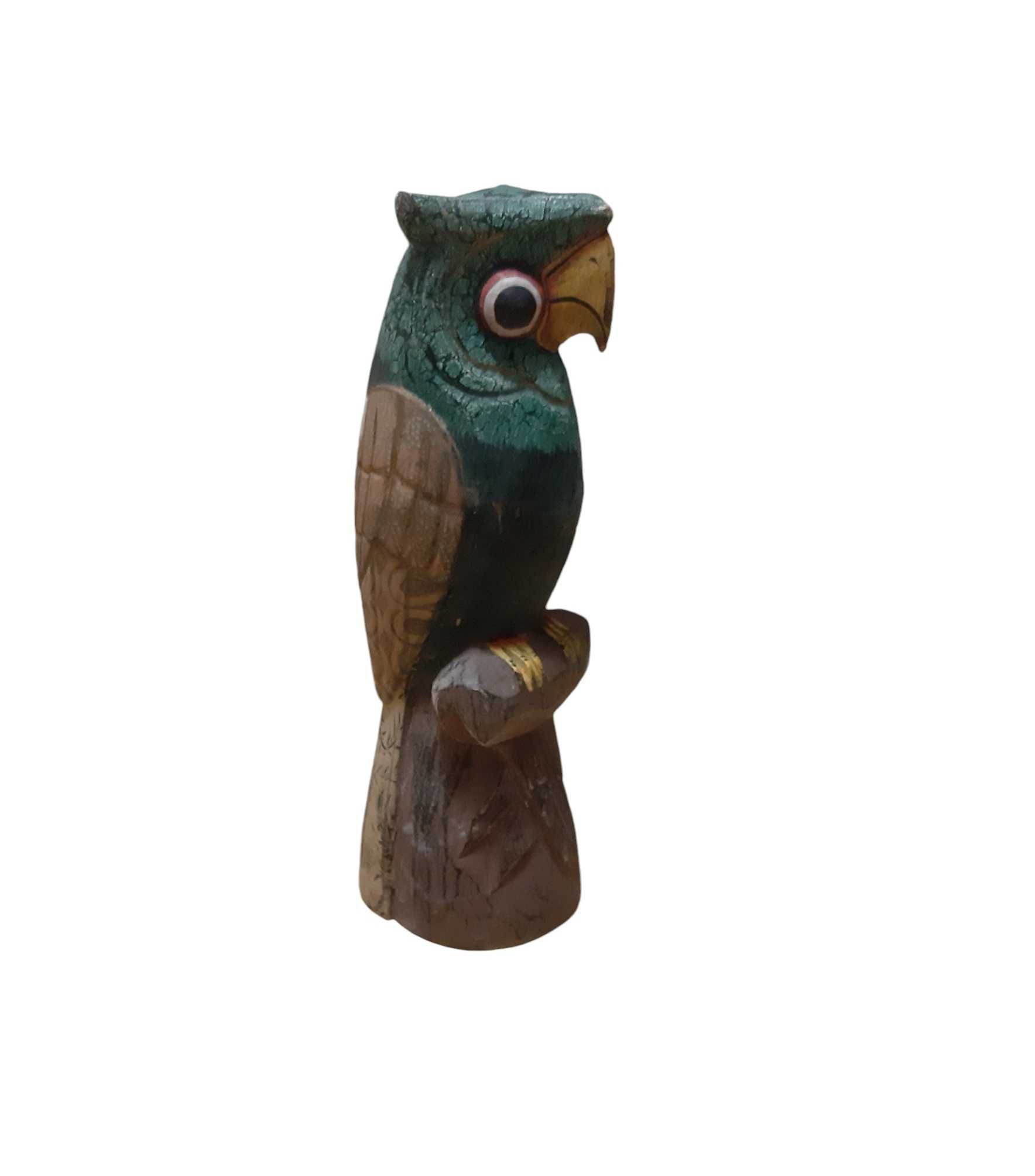 papuga figurka rzeźba w drewnie